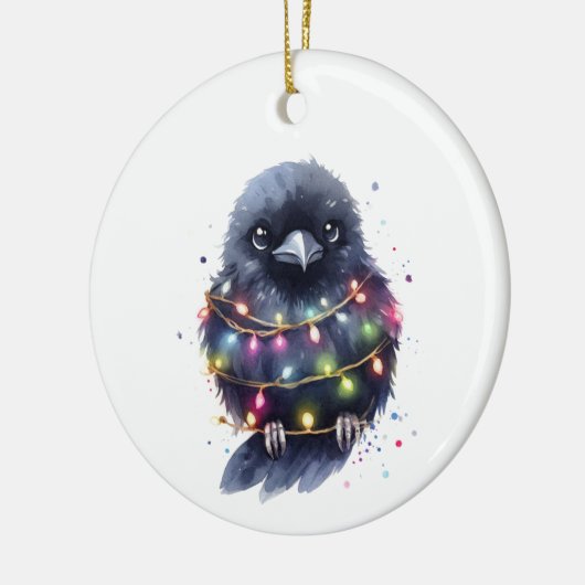 Schattige Raven Christmas Keramisch Ornament (Links)