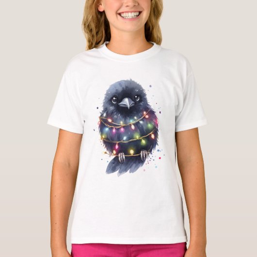 Schattige Raven Christmas T-shirt (Voorkant)