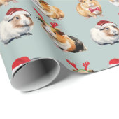 Schattige Realistic Guinea Pig Christmas Cadeaupapier (Rol Hoek)