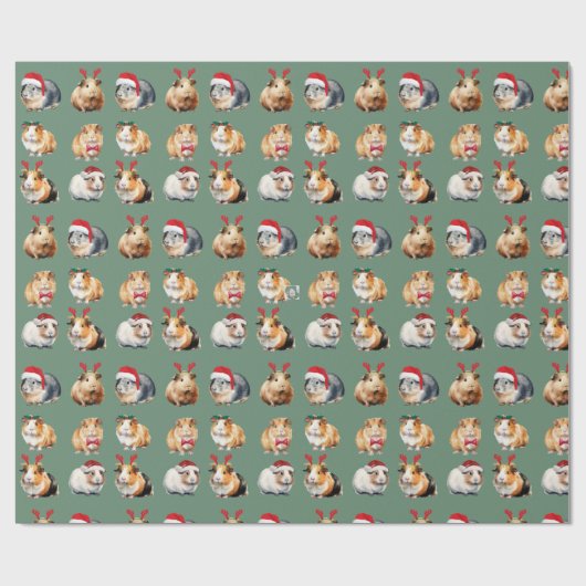 Schattige Realistic Guinea Pig Christmas Cadeaupapier (Vlak)