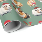 Schattige Realistic Guinea Pig Christmas Cadeaupapier (Rol Hoek)