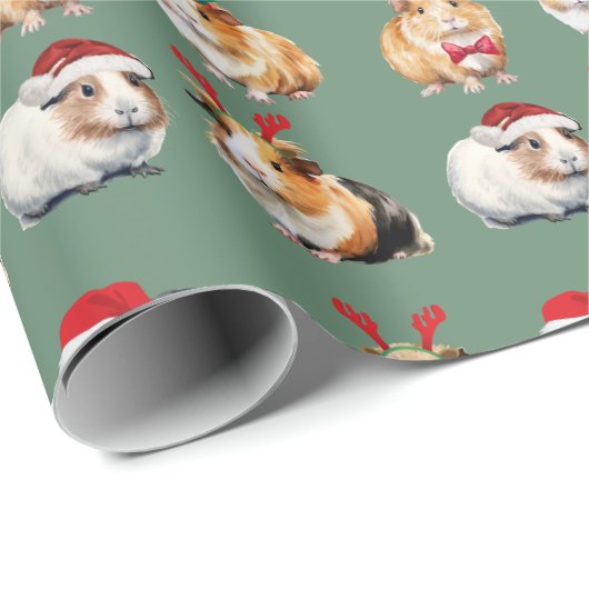 Schattige Realistic Guinea Pig Christmas Cadeaupapier (Rol Hoek)