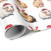 Schattige Realistic Guinea Pig Christmas Cadeaupapier (Rol Hoek)