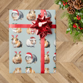 Schattige Realistic Guinea Pig Christmas Cadeaupapier
