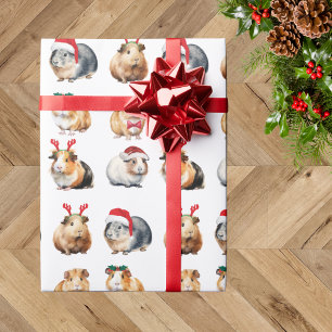 Schattige Realistic Guinea Pig Christmas Cadeaupapier