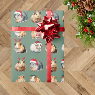 Schattige Realistic Guinea Pig Christmas Cadeaupapier