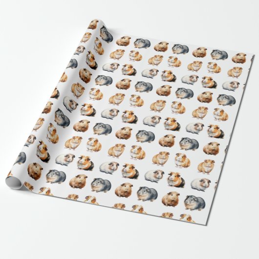 Schattige realistisch Waterverf cavia Cadeaupapier (Uitgerold)