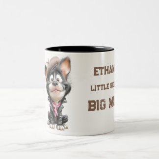 Schattige Rebellende PuppyPersoonlijke Kinderen Mo Tweekleurige Koffiemok
