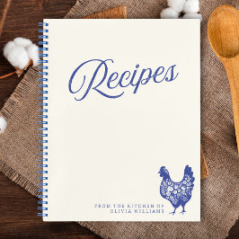 Schattige Recept Blauw Botanische Kip Custom Foto Notitieboek