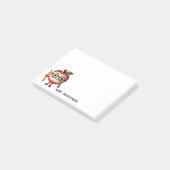 Schattige Red Apple Character met Pencil Teacher 4 Post-it® Notes (Schuin)