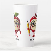 Schattige Red Apple-personage met Pencil Teacher N Latte Mok (Voorkant)