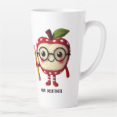 Schattige Red Apple-personage met Pencil Teacher N Latte Mok (Rechts)