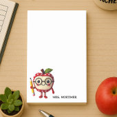 Schattige Red Apple-personage met Pencil Teacher N Post-it® Notes