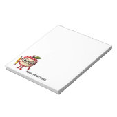 Schattige Red Apple-personage met Pencil Teacher Notitieblok (Linkerzijde)