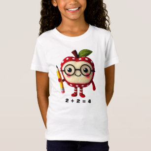 Schattige Red Apple-personage met Wiskunde Equatio T-shirt