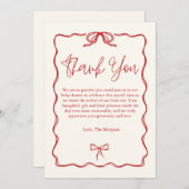 Schattige Red Bow Baby shower Bedankkaart (Voorkant / Achterkant)