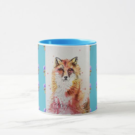Schattige Red Fox Aquarel Woodland Rozen Animal Ar Mok (Midden)