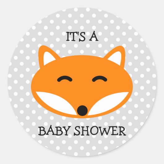 Schattige Red Fox baby shower stickers met stippen (Voorkant)