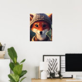 Schattige Red Fox in kleding Poster (Thuiskantoor)