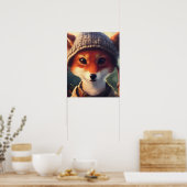 Schattige Red Fox in kleding Poster (Keuken)
