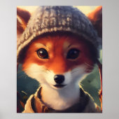 Schattige Red Fox in kleding Poster (Voorkant)