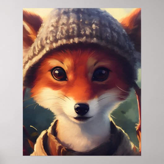 Schattige Red Fox in kleding Poster (Voorkant)