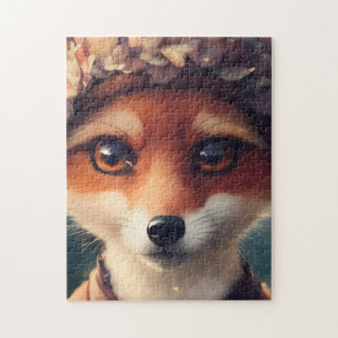 Schattige Red Fox in winterkleding Legpuzzel