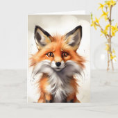 Schattige Red Fox kwekerij Portret Blank Wenskaart Kaart (Gele Bloem)
