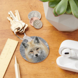 Schattige Red Fox Wildlife Foto Sleutelhanger