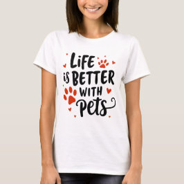 Schattige Red Heart Pet Lover T-shirt voor Vrouwen