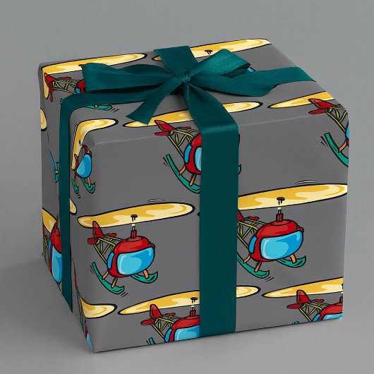 Schattige Red Helicopter Fun Luchtvaartontwerp Cadeaupapier