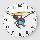 Schattige Red Helicopter Fun Luchtvaartontwerp Grote Klok (Voorkant)