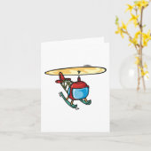 Schattige Red Helicopter Fun Luchtvaartontwerp Kaart (Gele Bloem)