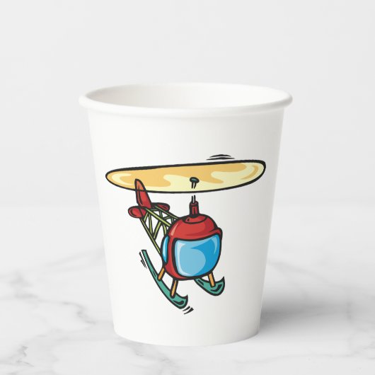 Schattige Red Helicopter Fun Luchtvaartontwerp Papieren Bekers (Voorkant)