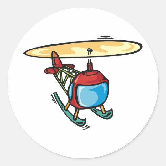 Schattige Red Helicopter Fun Luchtvaartontwerp Ronde Sticker (Voorkant)