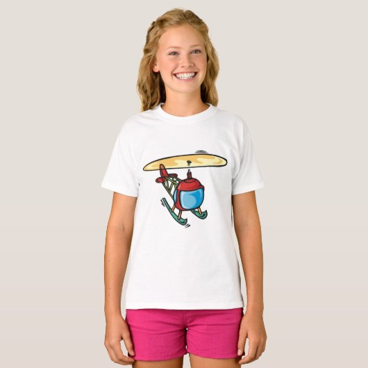 Schattige Red Helicopter Fun Luchtvaartontwerp T-shirt (Voorkant volledig)