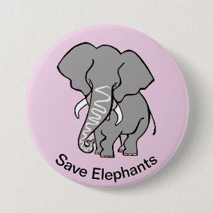 Schattige -Red olifanten - Bedreigde dieren - roze Ronde Button 7,6 Cm