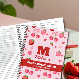 Schattige Red Pink Berry Sweet Monogram Recept Notitieboek