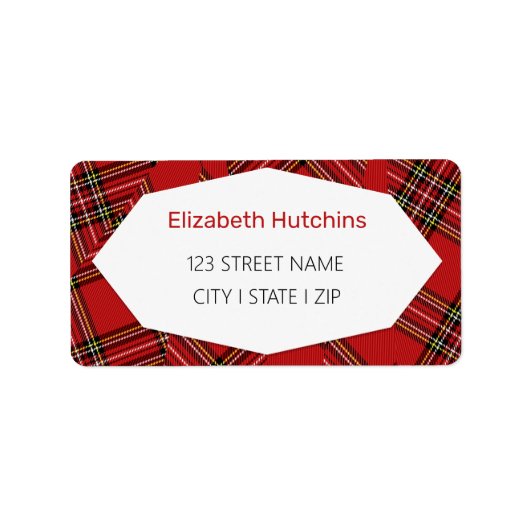 Schattige Red Plaid Vrolijk Kerstfeest Etiket (Voorkant)