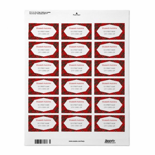 Schattige Red Plaid Vrolijk Kerstfeest Etiket (Full Sheet)