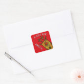 Schattige Red Rendier Kind Naam Kerstcadeau Vierkante Sticker (Envelop)