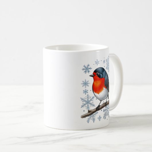 Schattige Red Robin Bird Koffiemok (Voorkant rechts)
