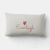 Schattige Red Script Name Heart Kussen (Achterkant)