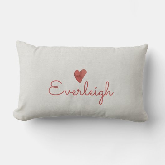 Schattige Red Script Name Heart Kussen (Voorkant)
