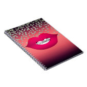 Schattige Red Shiny Folie Confetty, Diamond, Lips Notitieboek (Rechterzijde)