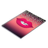 Schattige Red Shiny Folie Confetty, Diamond, Lips Notitieboek (Linkerzijde)