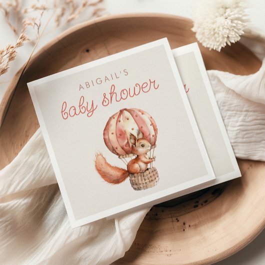 Schattige Red Squirrel Balloon Baby shower Servet