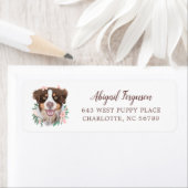 Schattige Red Tri Aussie met bloemen Etiket (Insitu)