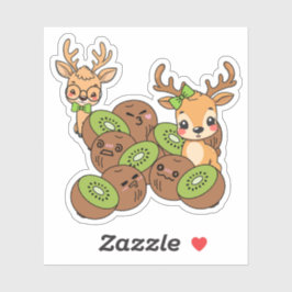 Schattige reekalfjes en Kawaii Kiwi Vruchten Sticker