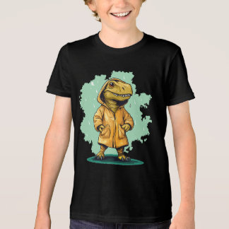 Schattige regenachtige dinosaurus in regenjas voor Tri-Blend shirt